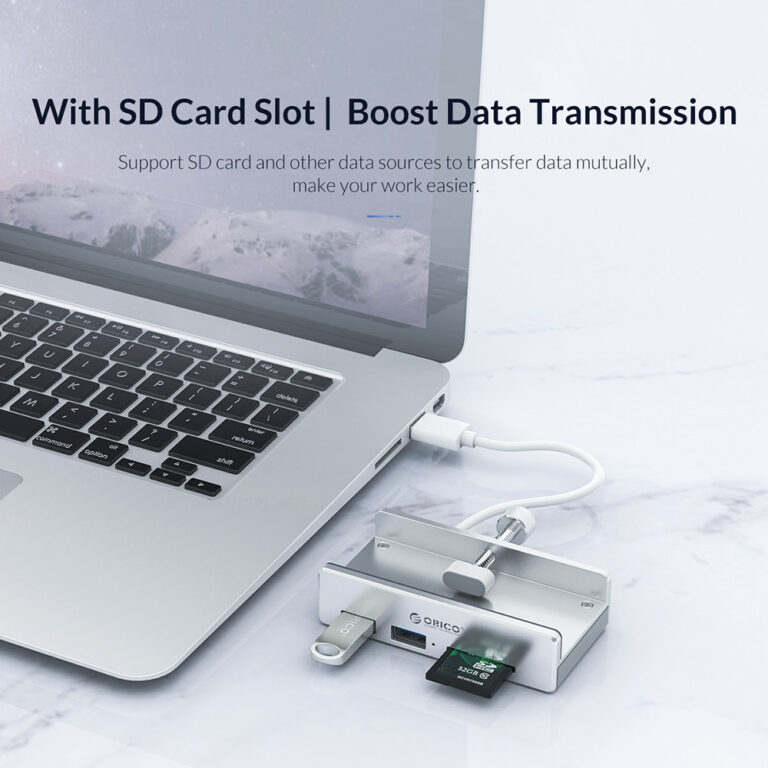 USB hub estetik untuk setup meja 2025 warna hitam putih dan minimalis
