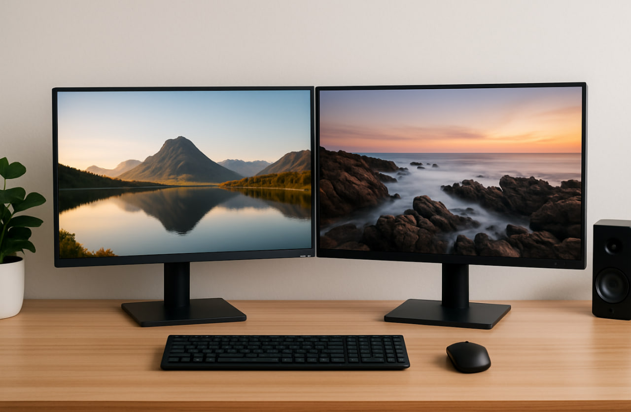 monitor dual setup ips 75hz budget 2025 untuk kerja dan editing kreatif