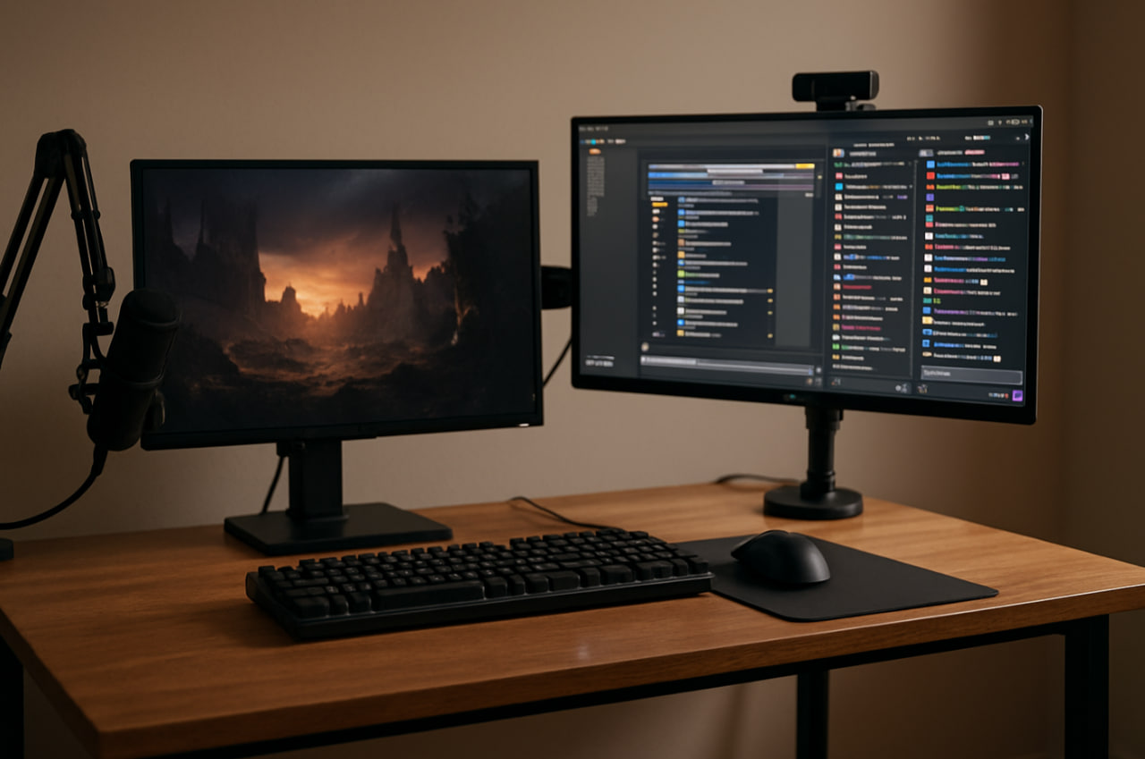 setup dual monitor untuk streamer pemula 2025 dengan layar utama dan layar chat terpisah