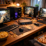 Ilustrasi game LAN PC kentang dengan setup jaringan lokal dan gameplay stabil