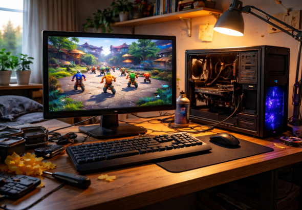 Ilustrasi setting PC kentang gaming untuk bermain game multiplayer dengan lancar