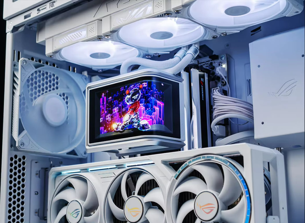 Ilustrasi teknologi pendingin PC terbaru dengan sistem cooling modern dan senyap